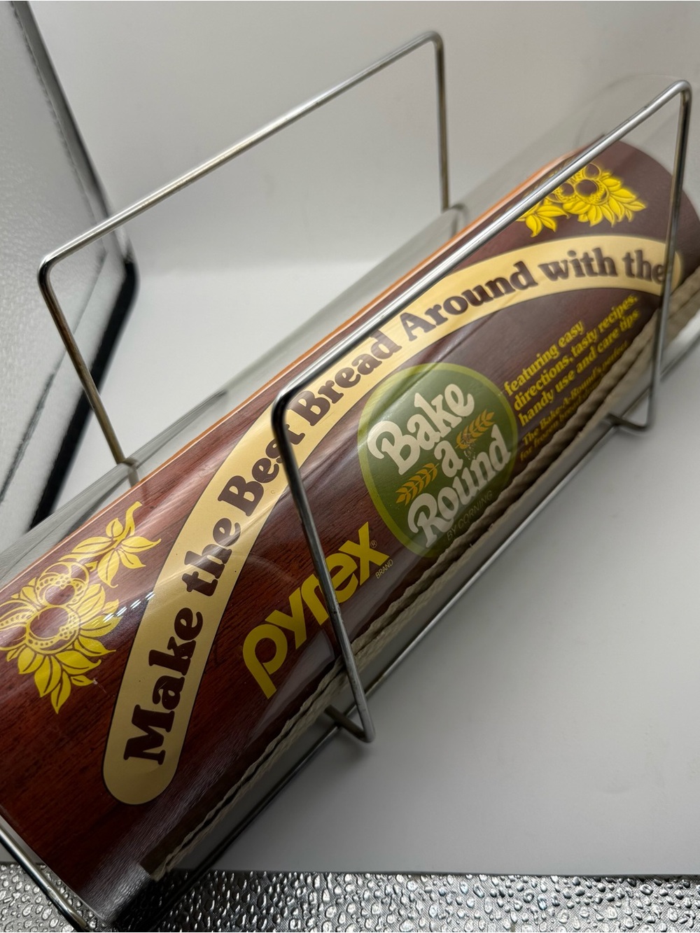 Vintage Pyrex "Bake A Round" by Corning 990, Manual And Stand In Original Box